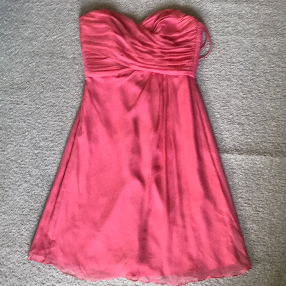 100% Silk Strapless Coral Dress